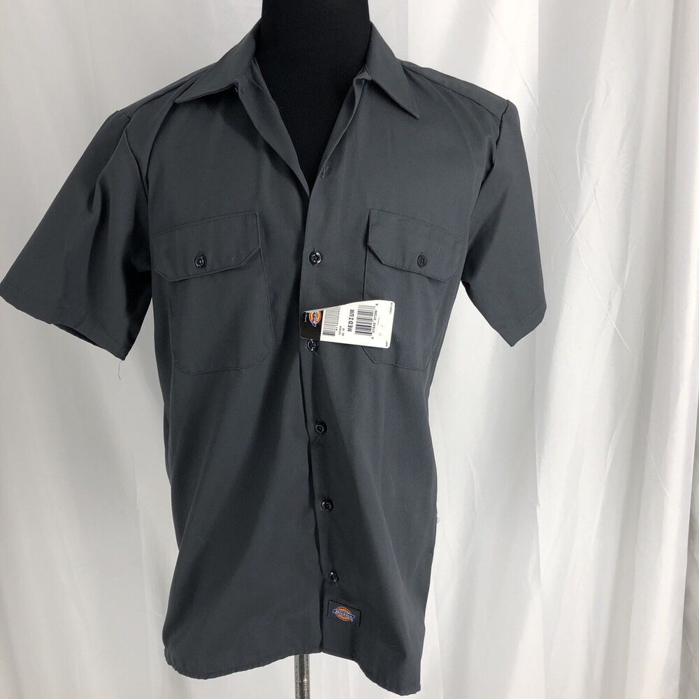 Dickies Dark Gray Button Up Work Wear Short Sleeve Shirt Men’s Size Medium
